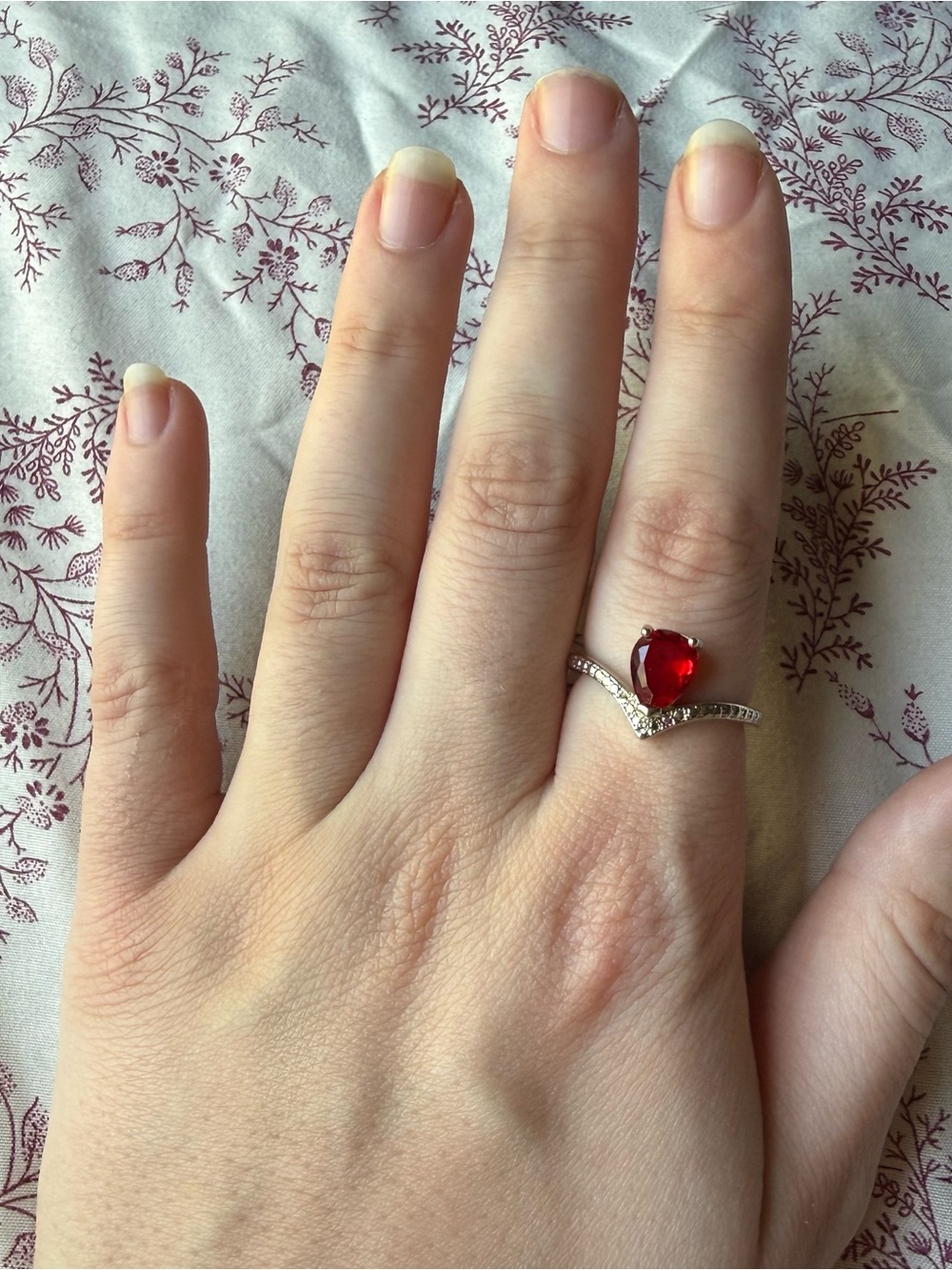 Women’s Silver Ring with Red Crystal